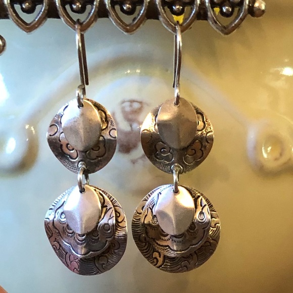 Vintage Silpada Cha-Cha Sterling Silver Disc Earrings W2057 - Picture 9 of 13